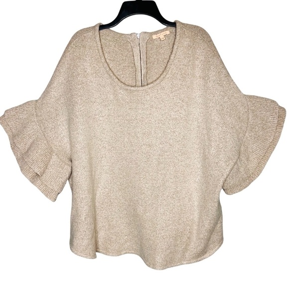 Gibson Latimer Ruffle Bell Sleeve Wool Blend Sweater - Picture 1 of 7